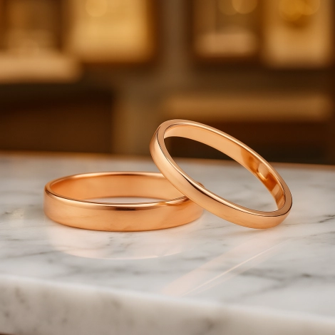 14 Ayar 2 mm Rose Altın Klasik Alyans Çifti