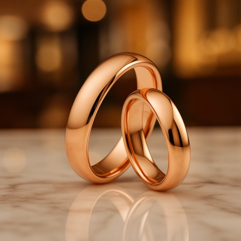 14 Ayar 4 mm Rose Altın Klasik Bombeli Alyans Çifti