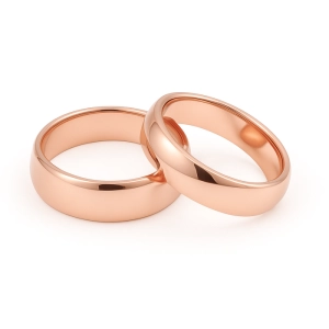 14 Ayar 6 mm Rose Altın Klasik Bombeli Alyans Çifti