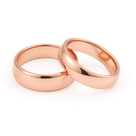 14 Ayar 6 mm Rose Altın Klasik Bombeli Alyans Çifti