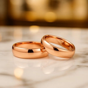 14 Ayar 6 mm Rose Altın Klasik Bombeli Alyans Çifti