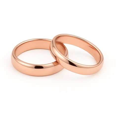14 Ayar 6 mm Rose Altın Klasik Bombeli Alyans Çifti