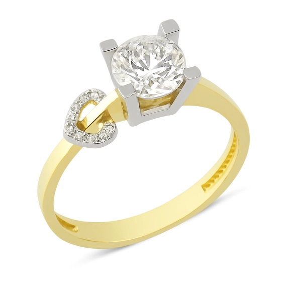 Tektaş Taşlı Kalp Yüzük