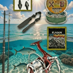 Ecotackle Enigma Surf 880 Makine & Fladen Extra Flexx 150 cm Bot Kamış Takımı - Sumo X8 Örgü İp ve Aksesuar Seti