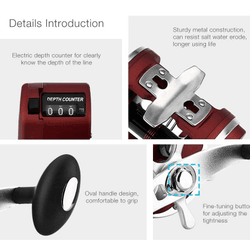 YUMOSHI ACL600 - 50D Davul ACL Sayaç Balıkçılık Reel - Kırmızı Şarap Sağ el ÇIKRIK