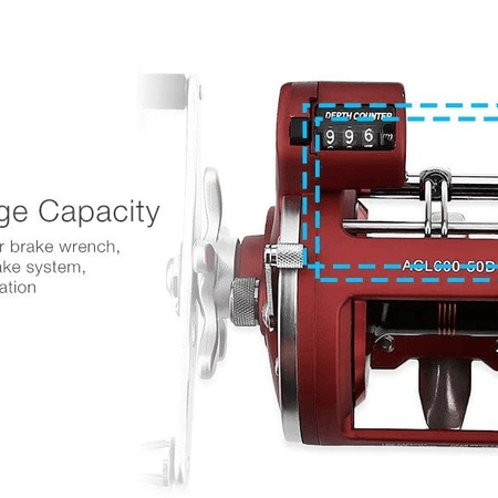 YUMOSHI ACL600 - 50D Davul ACL Sayaç Balıkçılık Reel - Kırmızı Şarap Sağ el ÇIKRIK