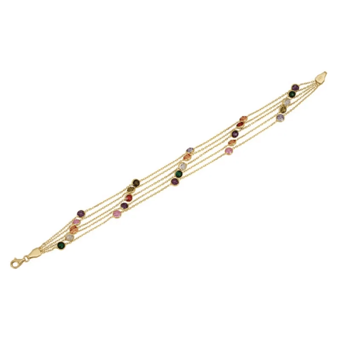 Renkli Beş Sıra Altın Bileklik