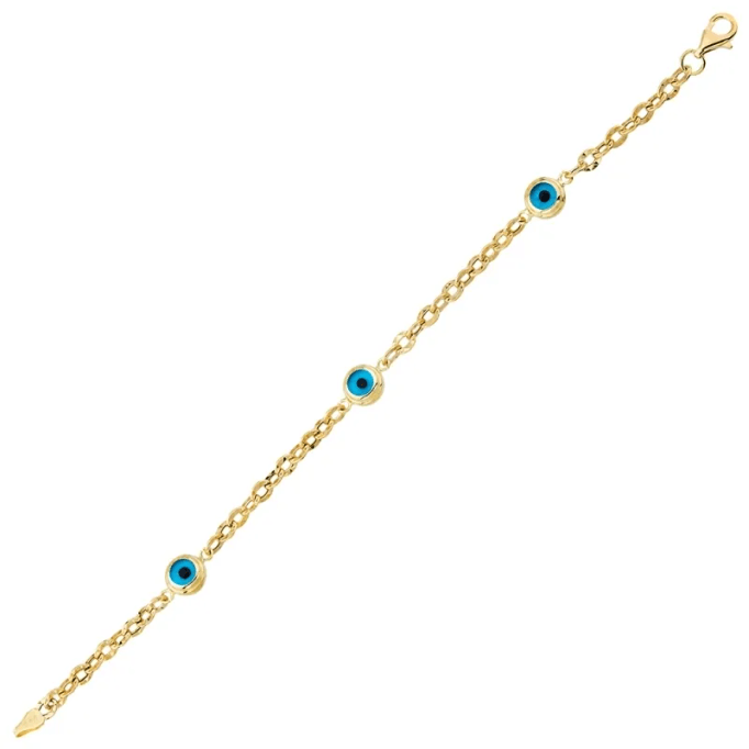 Altın Bileklik Üç Göz Boncuklu