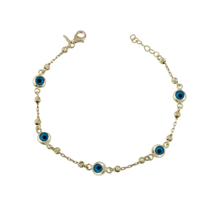 Altın Göz Boncuklu Zincirli Bileklik