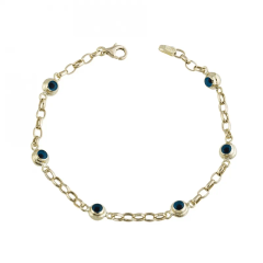 Yuvarlak Göz Boncuklu Altın Bileklik