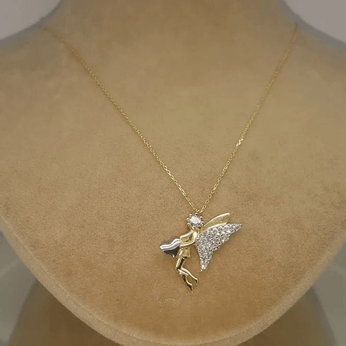 Kalp Taşıyan Melek Altın Kolye