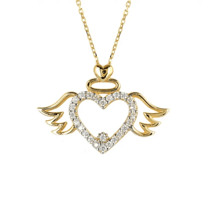 Melek Kanatlı Kalp Kolye