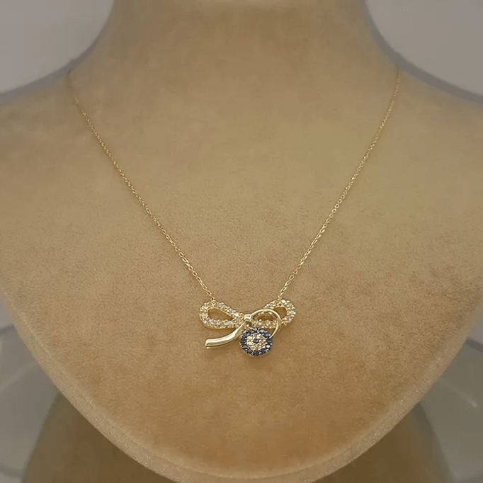 Fiyonklu Nazarlık Altın Kolye