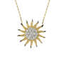 Güneş Motifli Taşlı Altın Kolye