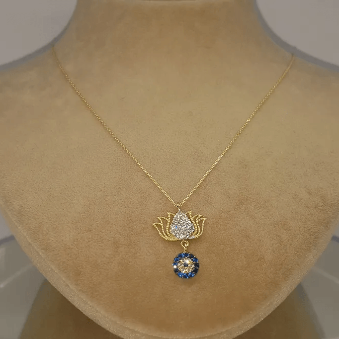 Lale Motifli Nazarlık Kolye