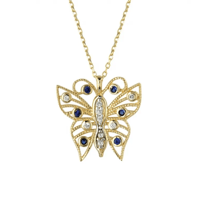 Kelebek Motifli Altın Kolye