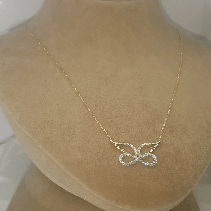 Melek Kanatlı Altın Sonsuzluk Kolye