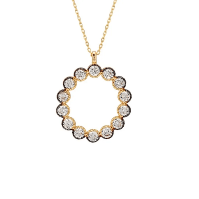 Yuvarlak Çok Taşlı Altın Kolye