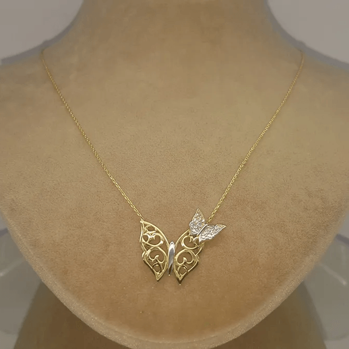 Tasarım Kelebekler  Altın Kolye