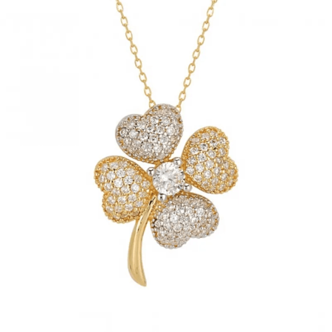 Yonca Tek Taş Altın Kolye