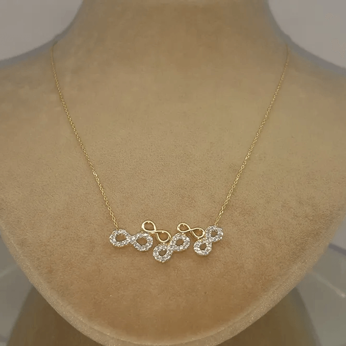 Beşli Sonsuzluk Altın Kolye