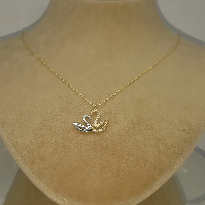 Çift Kuğu Altın Kolye