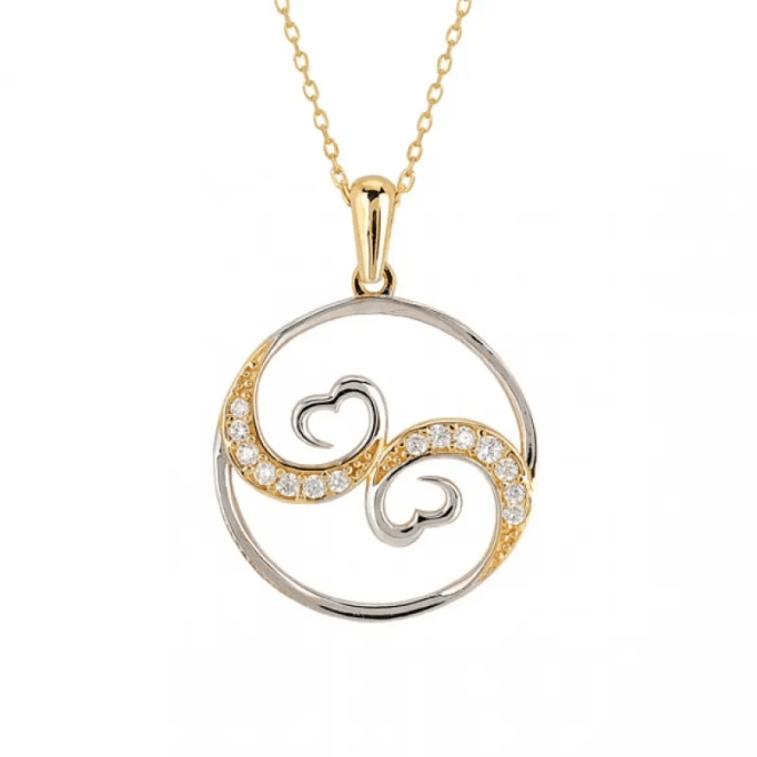 Çember İçinde İki Kalp Kolye