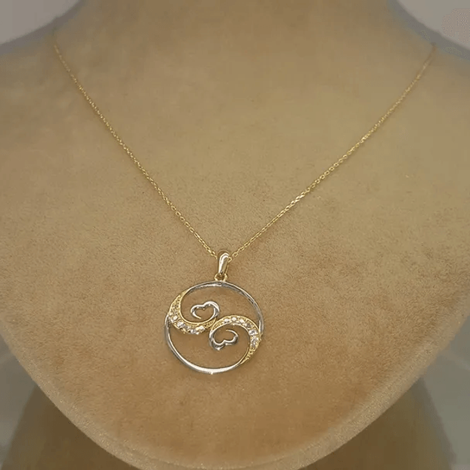 Çember İçinde İki Kalp Kolye