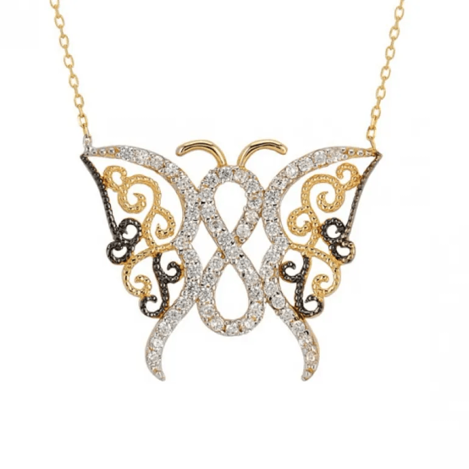 Sonsuzluk Motifli Kelebek Kolye