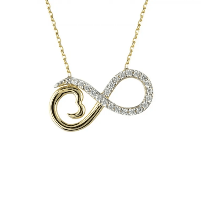 Sonsuzluk İçinde Kalp Altın Kolye