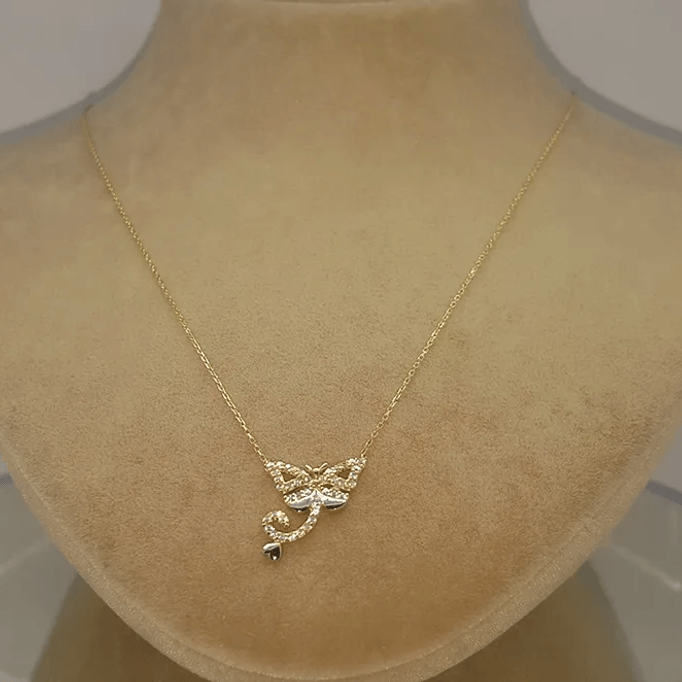 Sallanan Kalp Kelebek Kolye