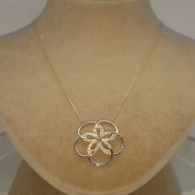 Papatya Desenli Altın Kolye