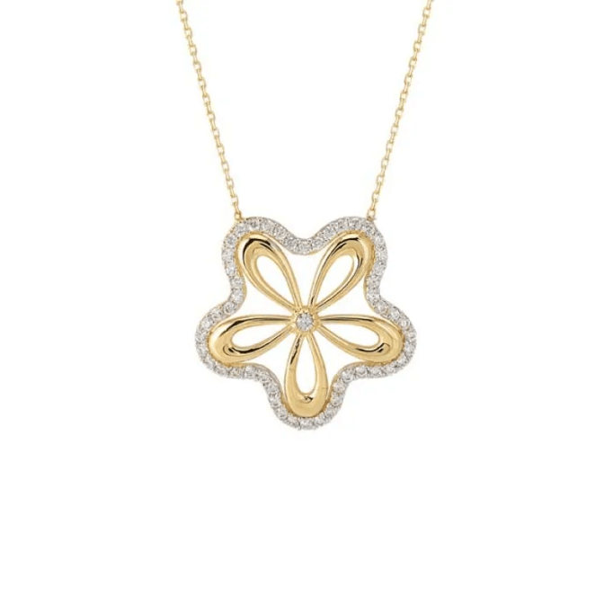 Altın Papatya Desenli Kolye