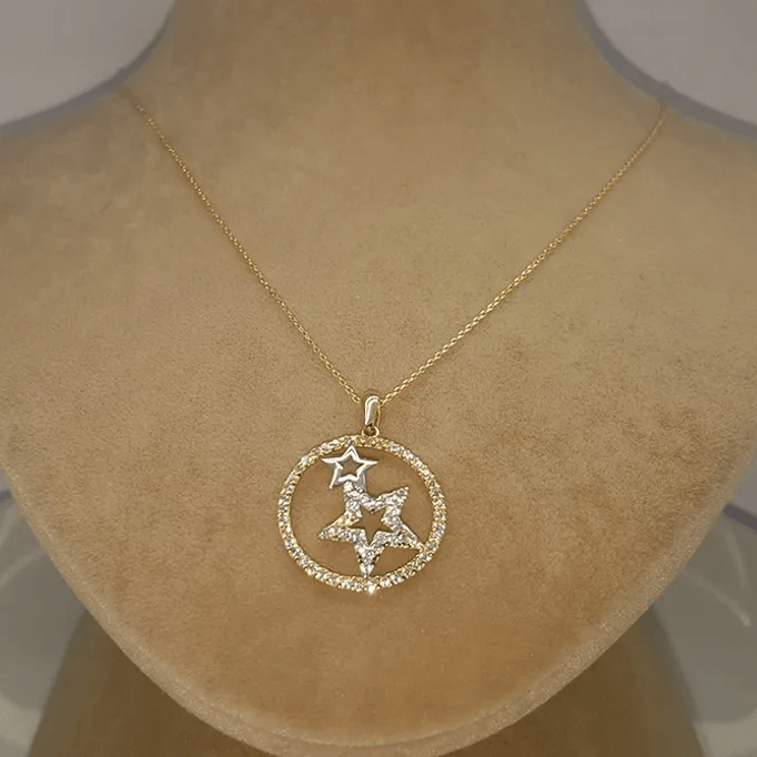 Çember İçinde 2 Yıldız Kolye