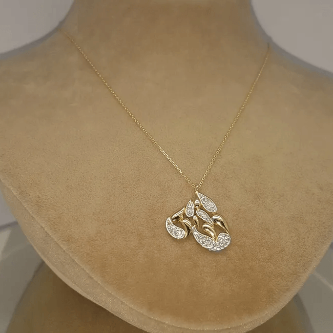 Zarif Damla Motifli Altın Kolye