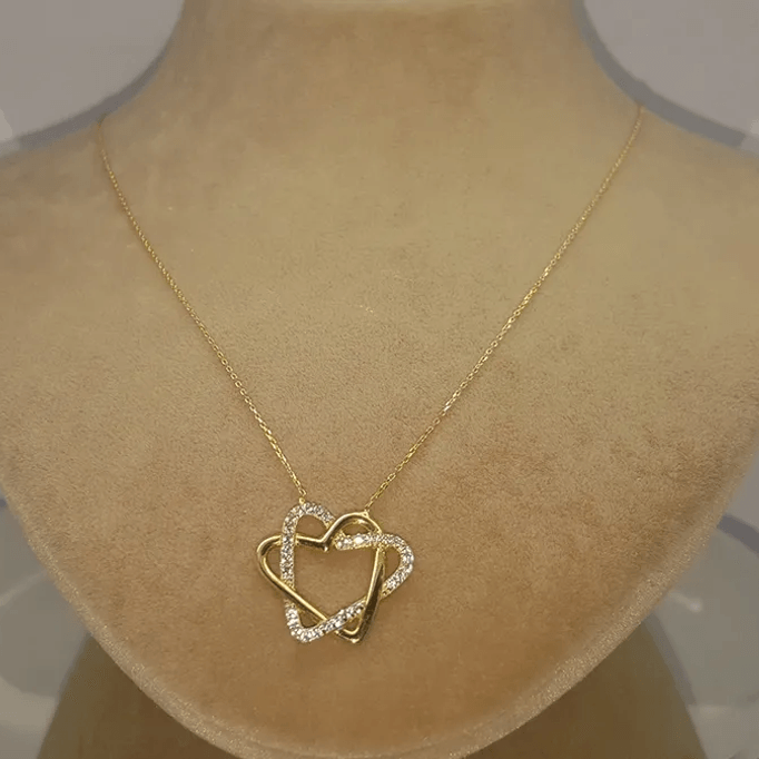 İçe İçe 2 Kalpli Kolye