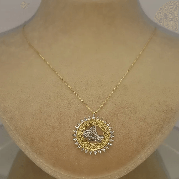 Motifli Osmanlı Tuğrası Kolye