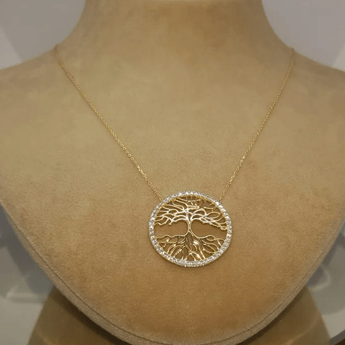 Köklü Ağaç Altın Kolye