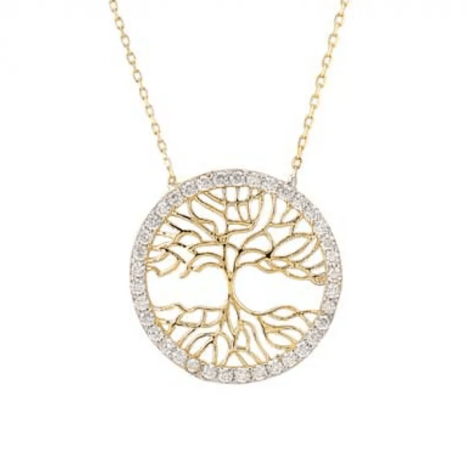 Ağaç ve Kökleri Altın Kolye