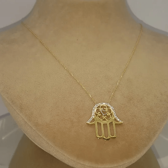 Kalp Motifli Fatma Anaeli Kolye