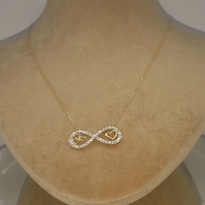 Bire Üç Kalp Sonsuzluk Kolyesi