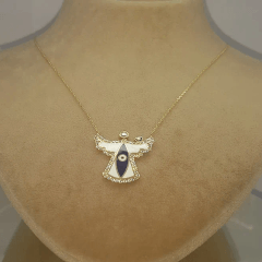 Lacivert Mineli Melek Kolye