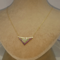 Renkli Şık Altın Kolye