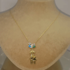 Şemsiyede Balonlar Altın Kolye