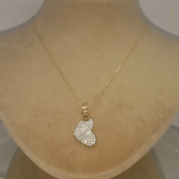 Taşlı Kalp Altın Kolye