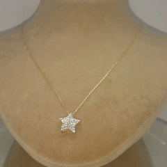 Taşlı Yıldız Altın Kolye