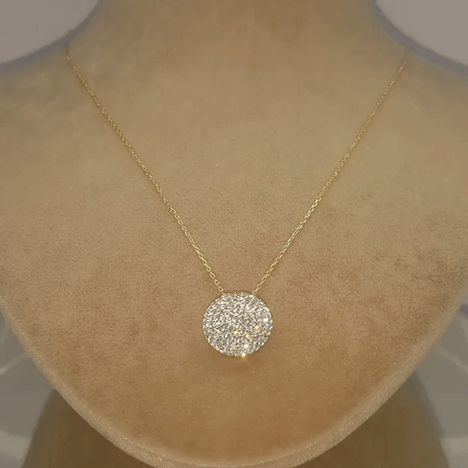 Taşlı Yuvarlak Altın Kolye