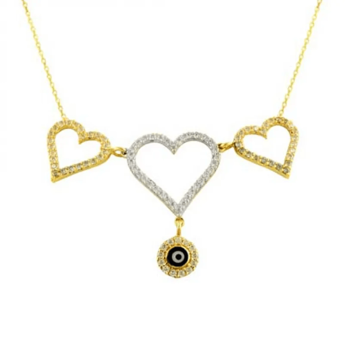 3 Kalp Yanyana Altın Kolye