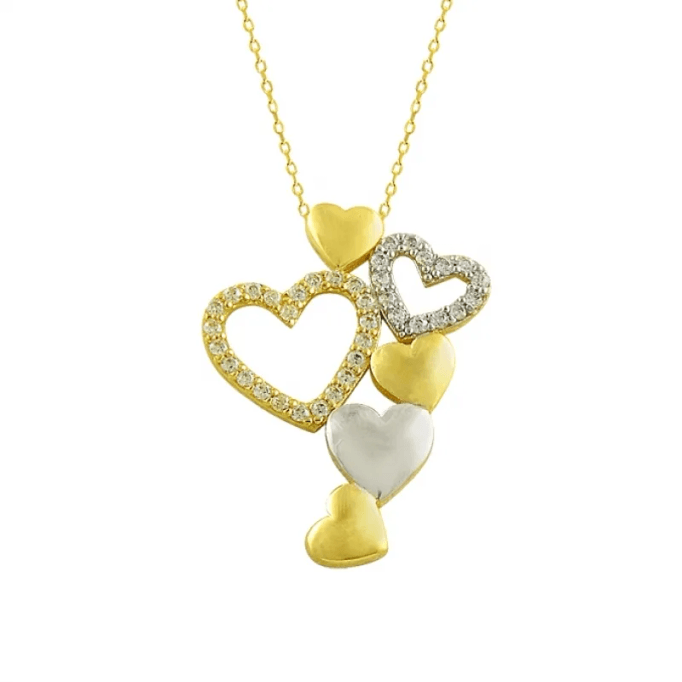 Altı Kalp Yanyana Altın Kolye