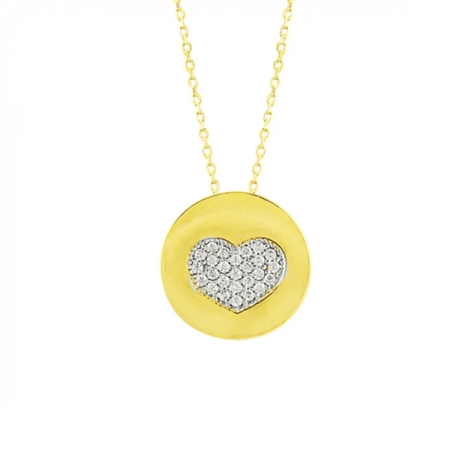Altın Taşlı Kalp Kolye
